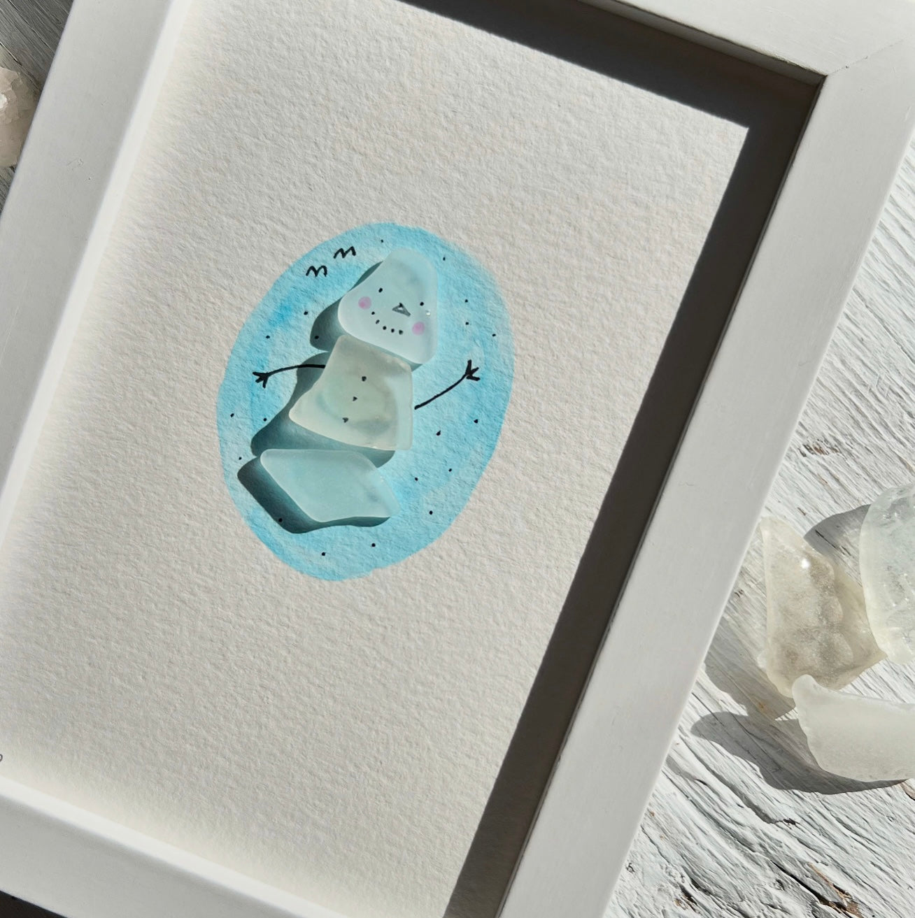 Snowman Sea Glass Art