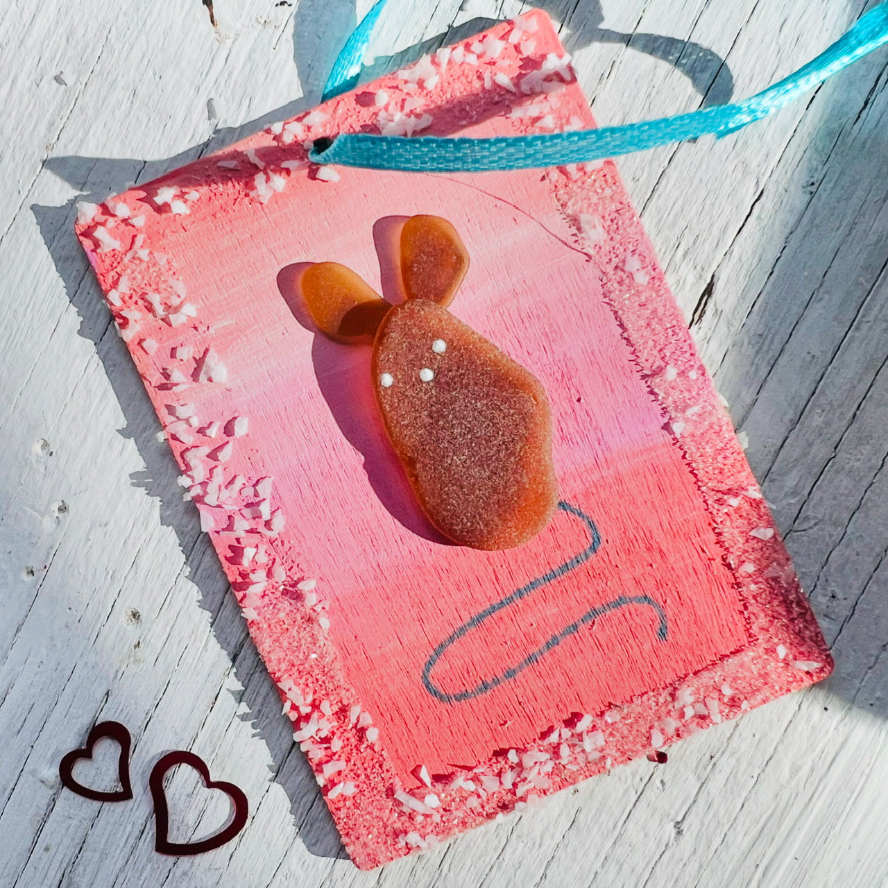 Chocolate Mouse Sea Glass Ornament