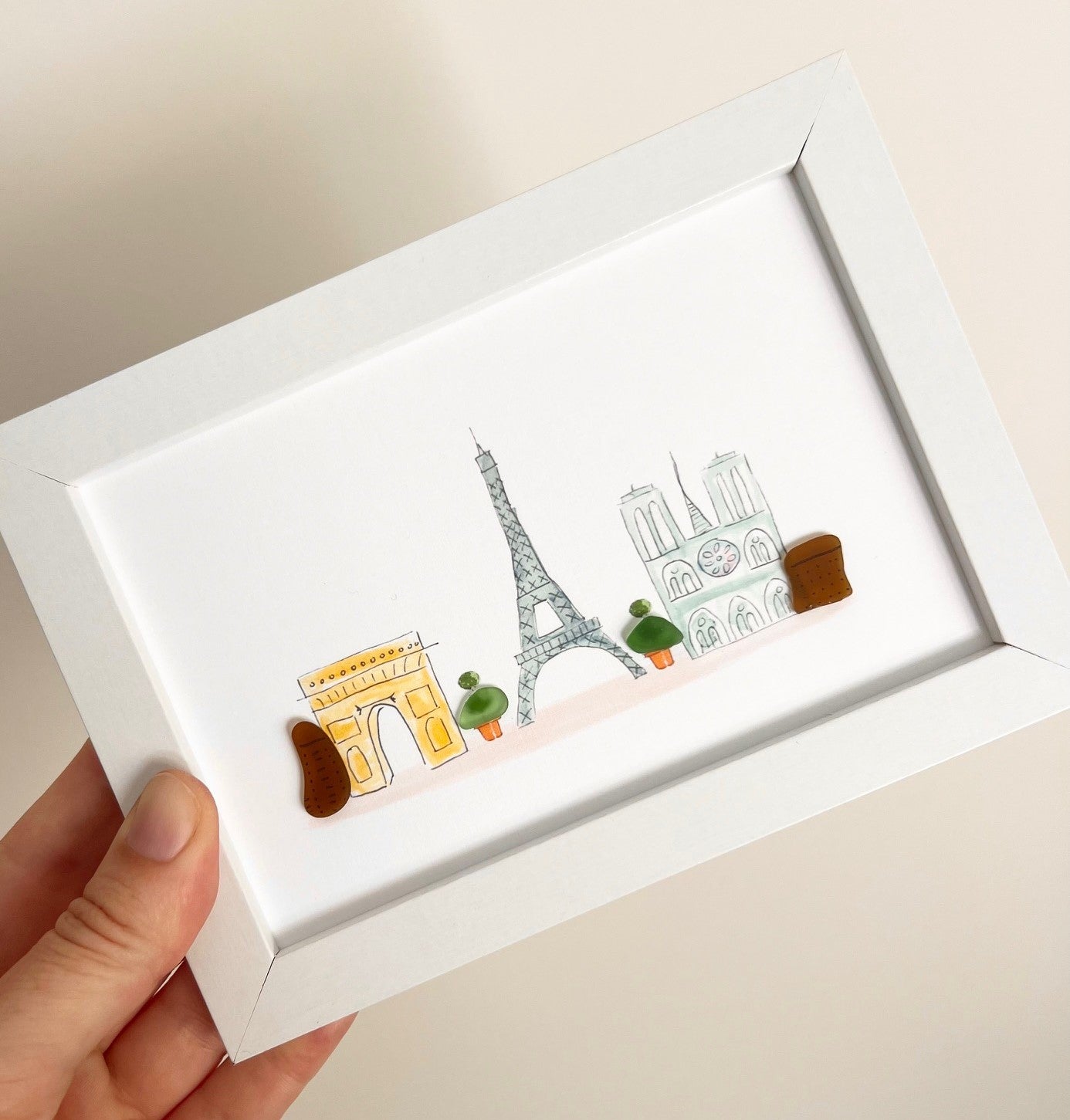 Paris Skyline Sea Glass Art