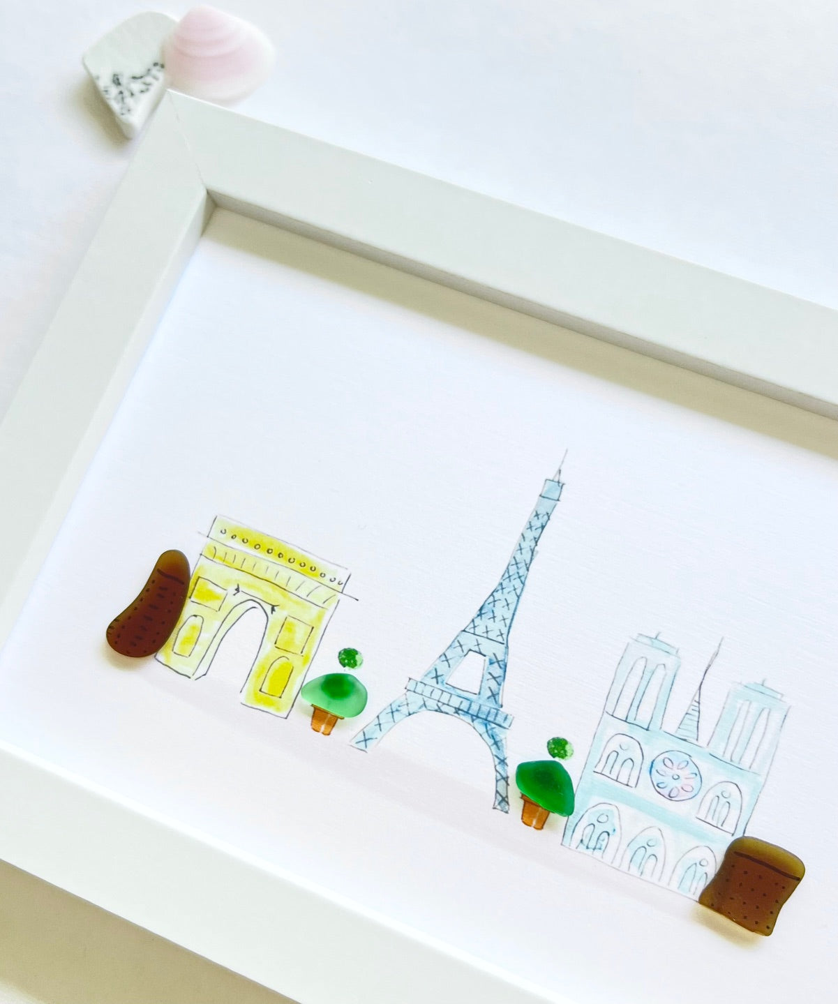 Paris Skyline Sea Glass Art