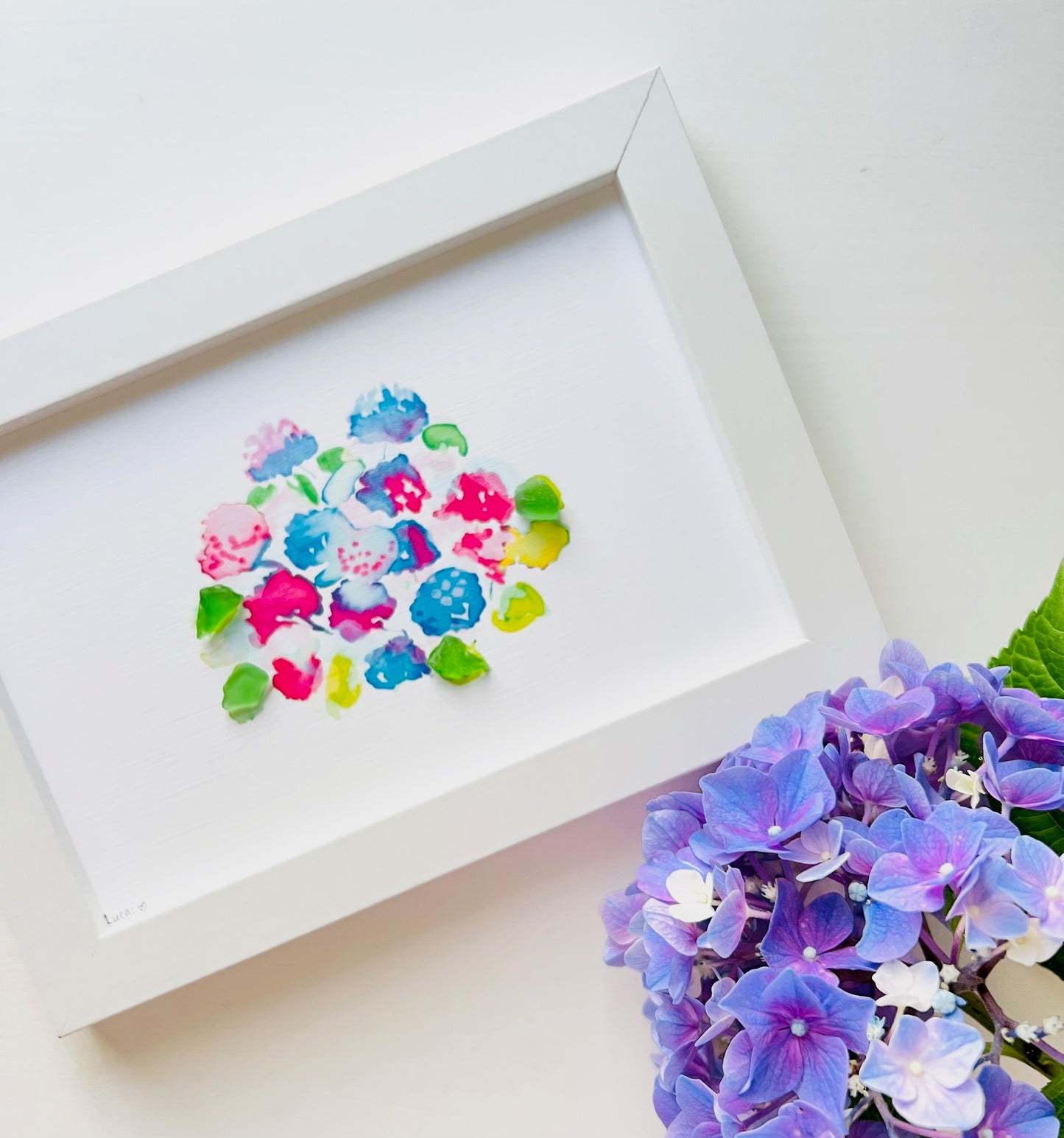 Hydrangeas Sea Glass Art