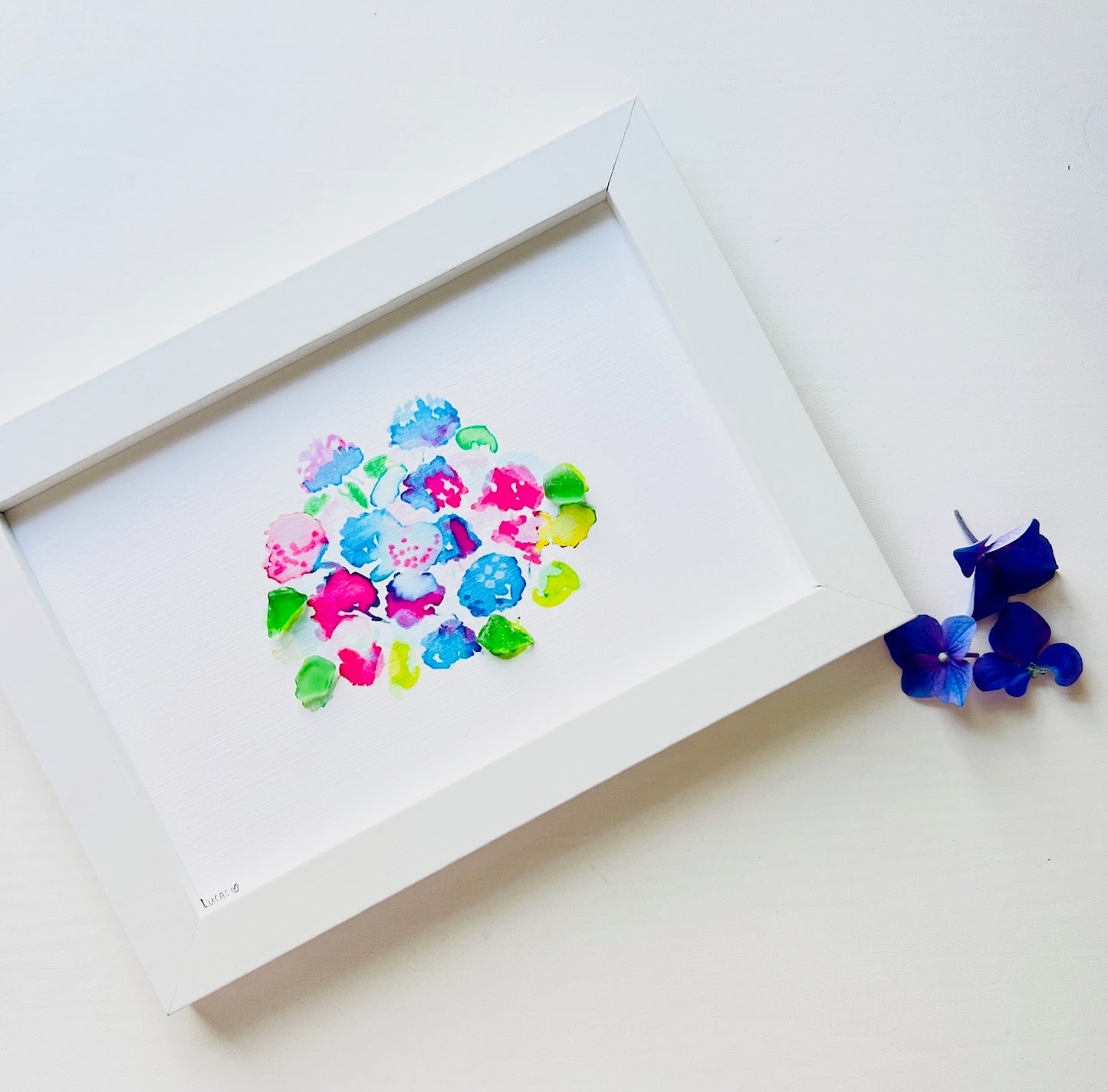 Hydrangeas with Sea Glass Leaves Art