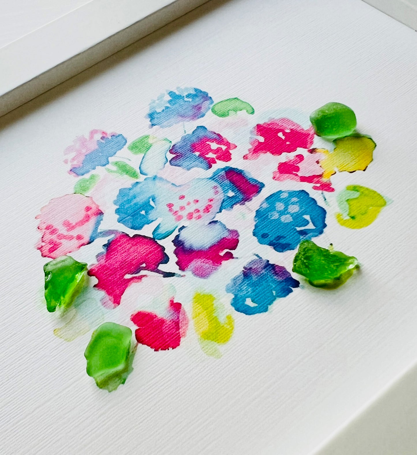 Hydrangeas Sea Glass Art