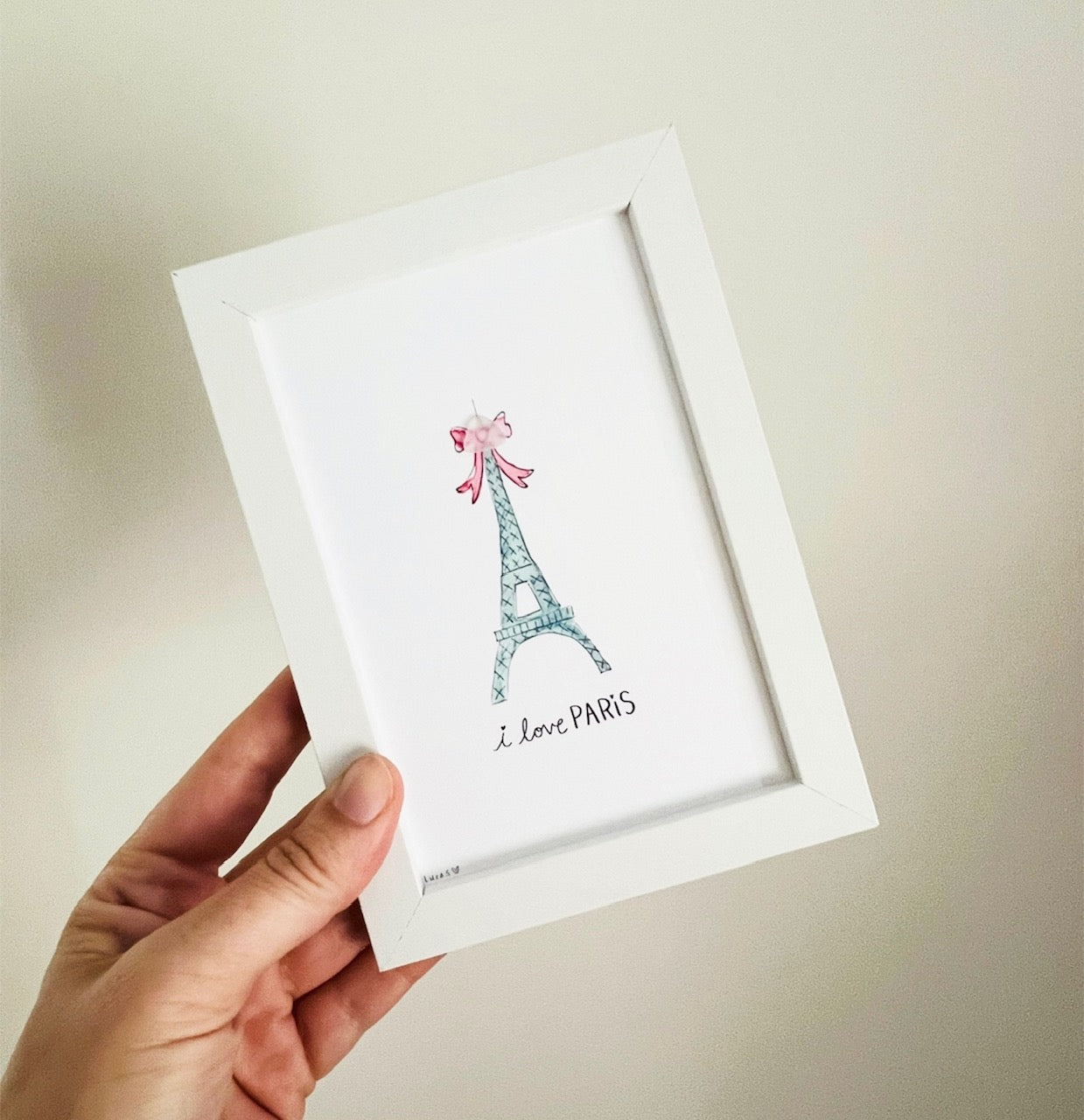 Eiffel Tower with Bow Sea Glass Art