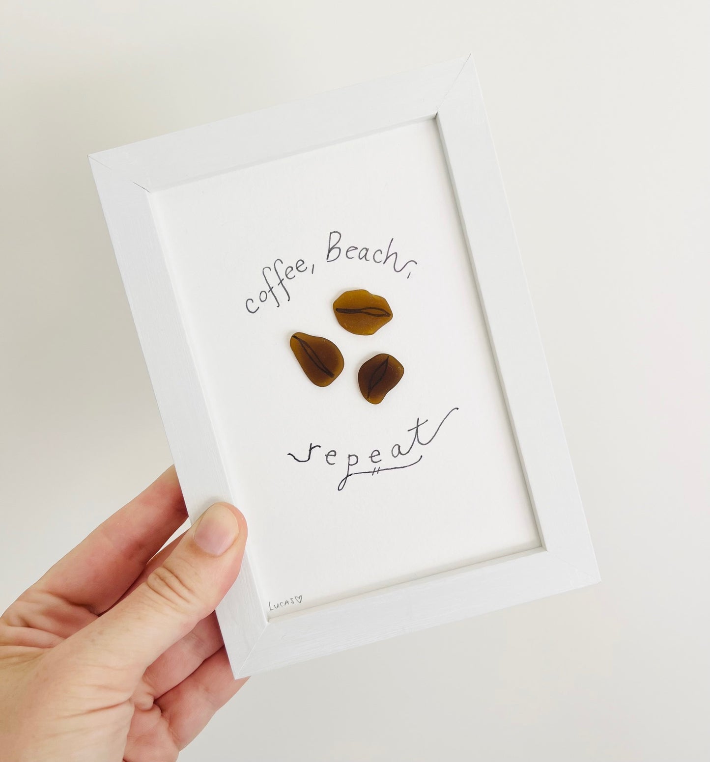 Coffee, Beach, Repeat Sea Glass Art