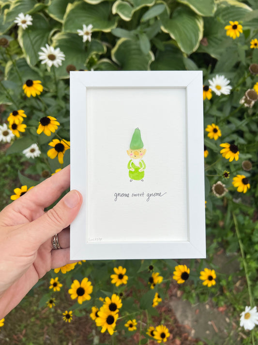 Gnome Sweet Gnome Sea Glass Art