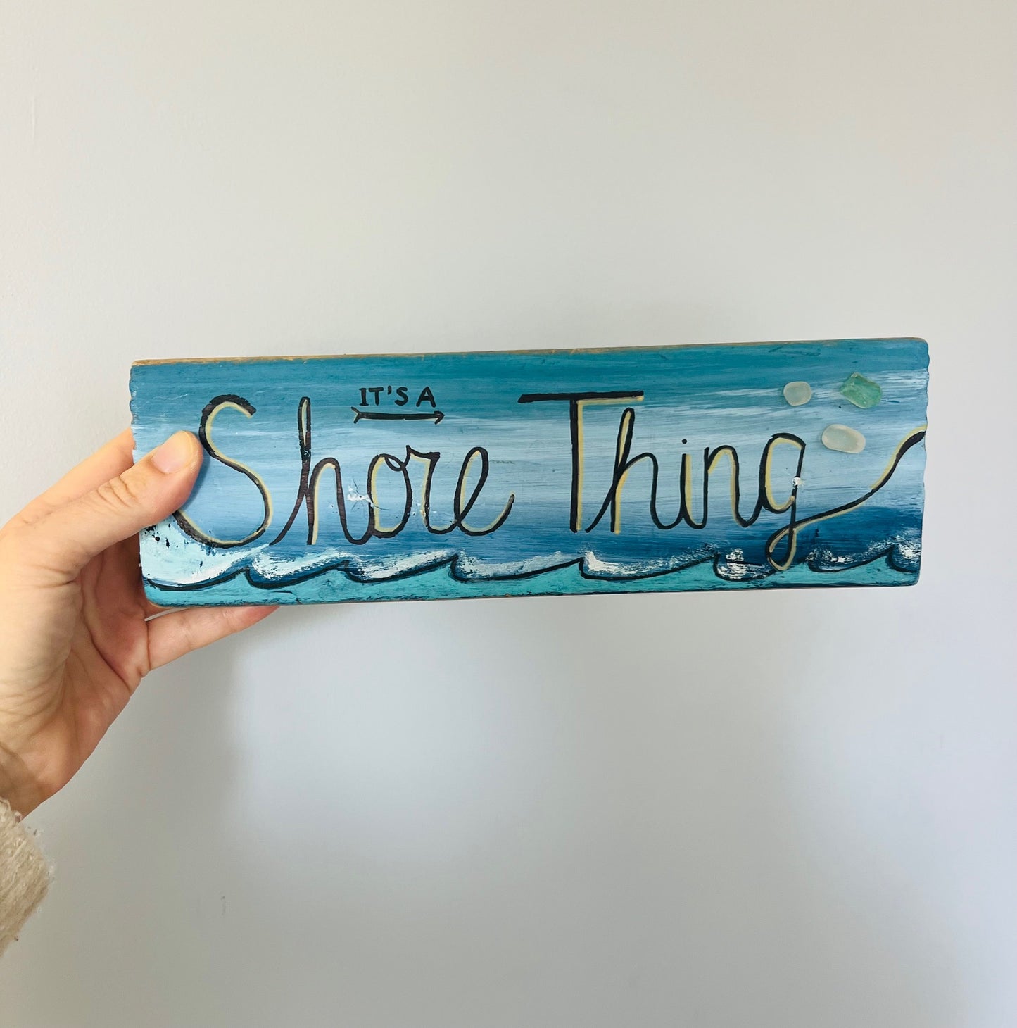 Shore Thing Hand Painted Driftwood Block