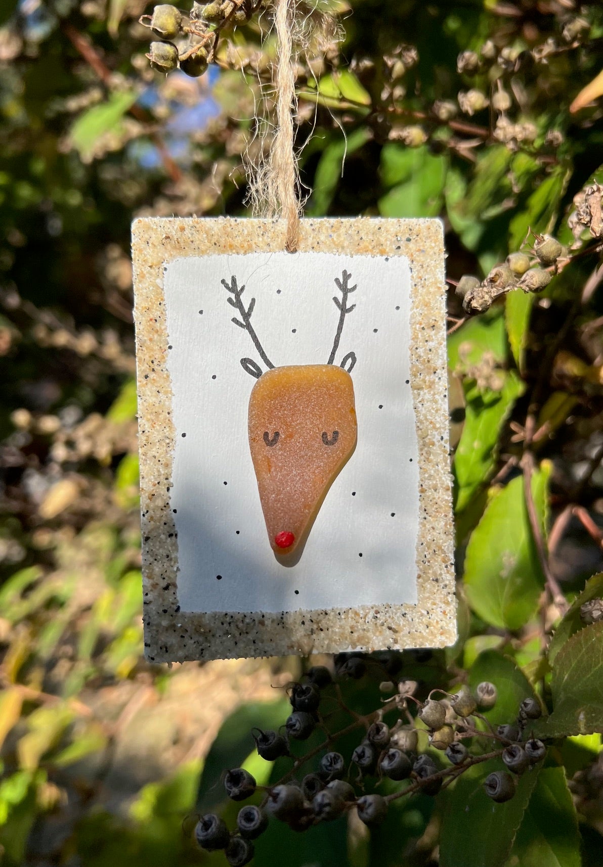 Rudolph the Reindeer Sea Glass Ornament