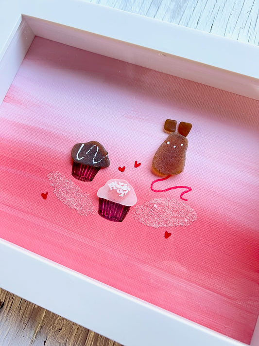 Chocolate Mouse and Candies Sea Glass Art