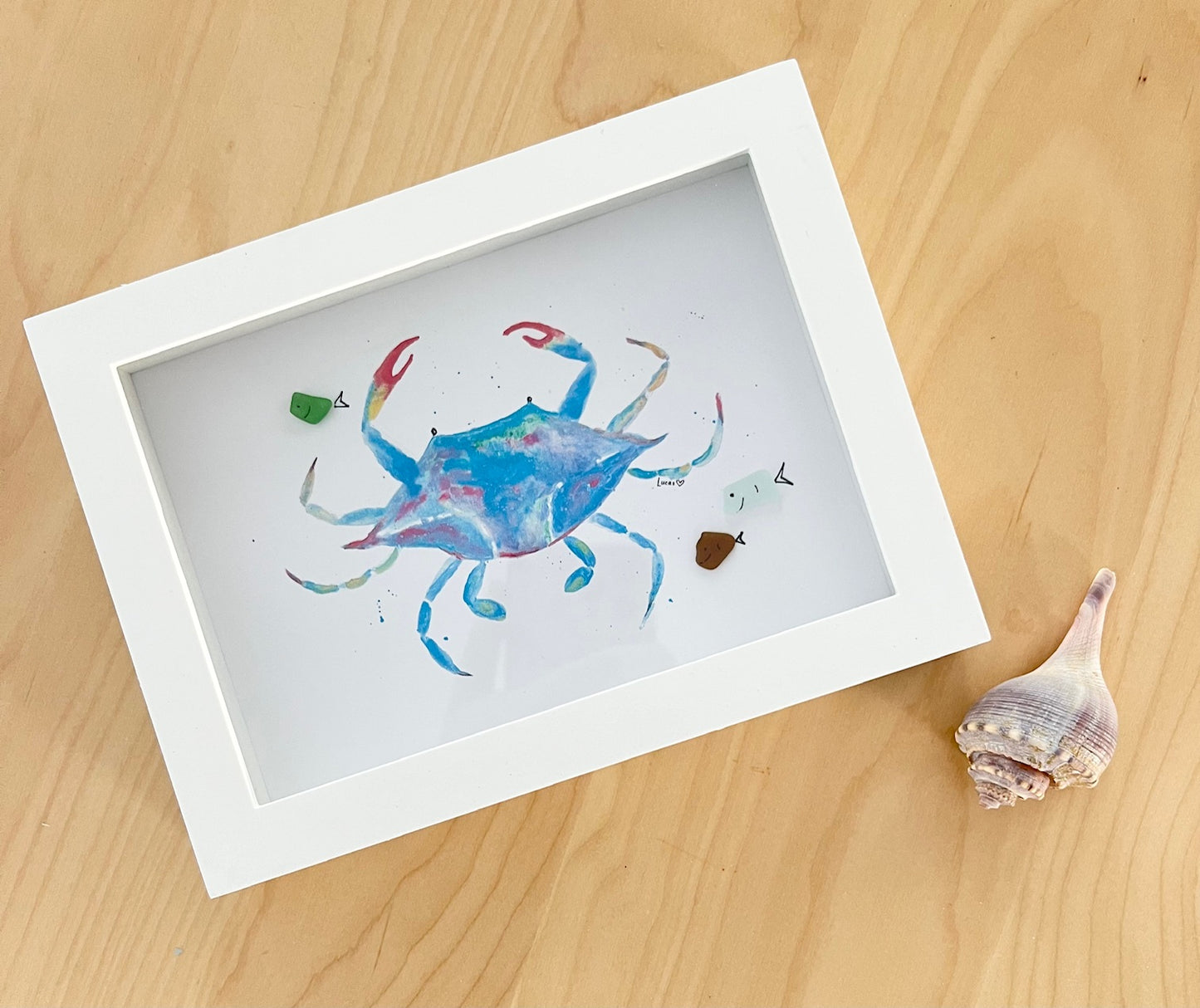 Blue Crab with Sea Glass Fish