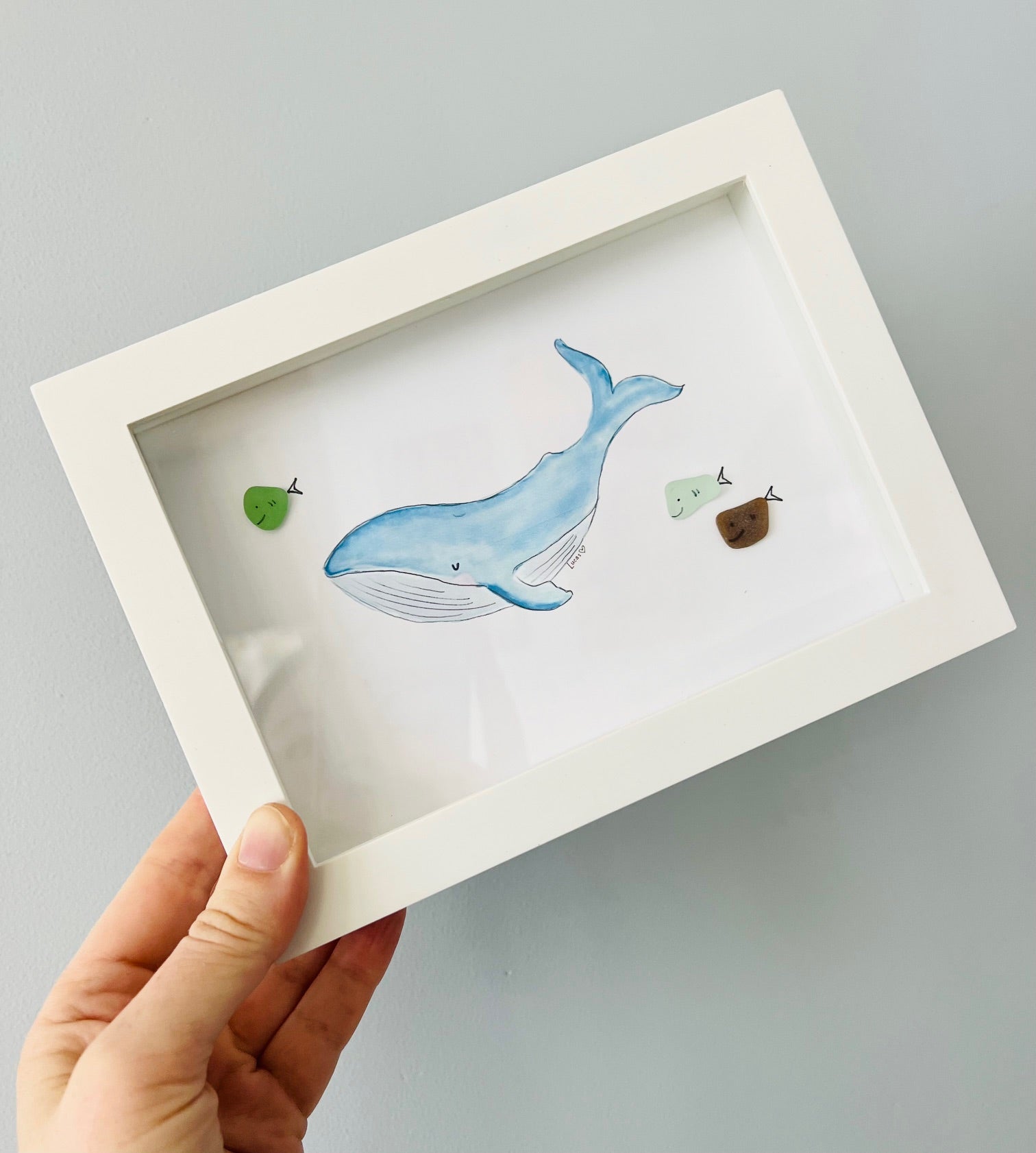 Humpback Whale with Sea Glass Fish