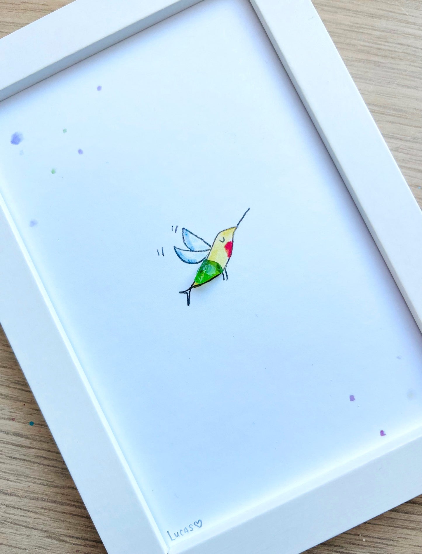 Hummingbird Sea Glass Art by Sook & Hook