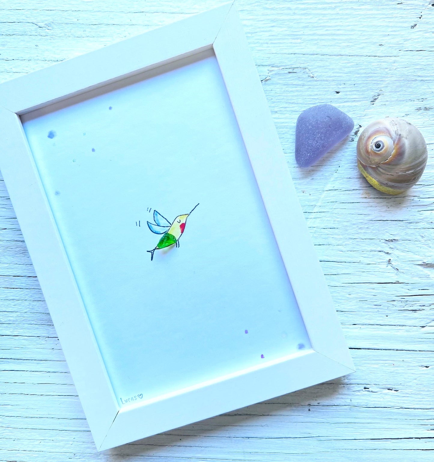 Hummingbird Sea Glass Art by Sook & Hook