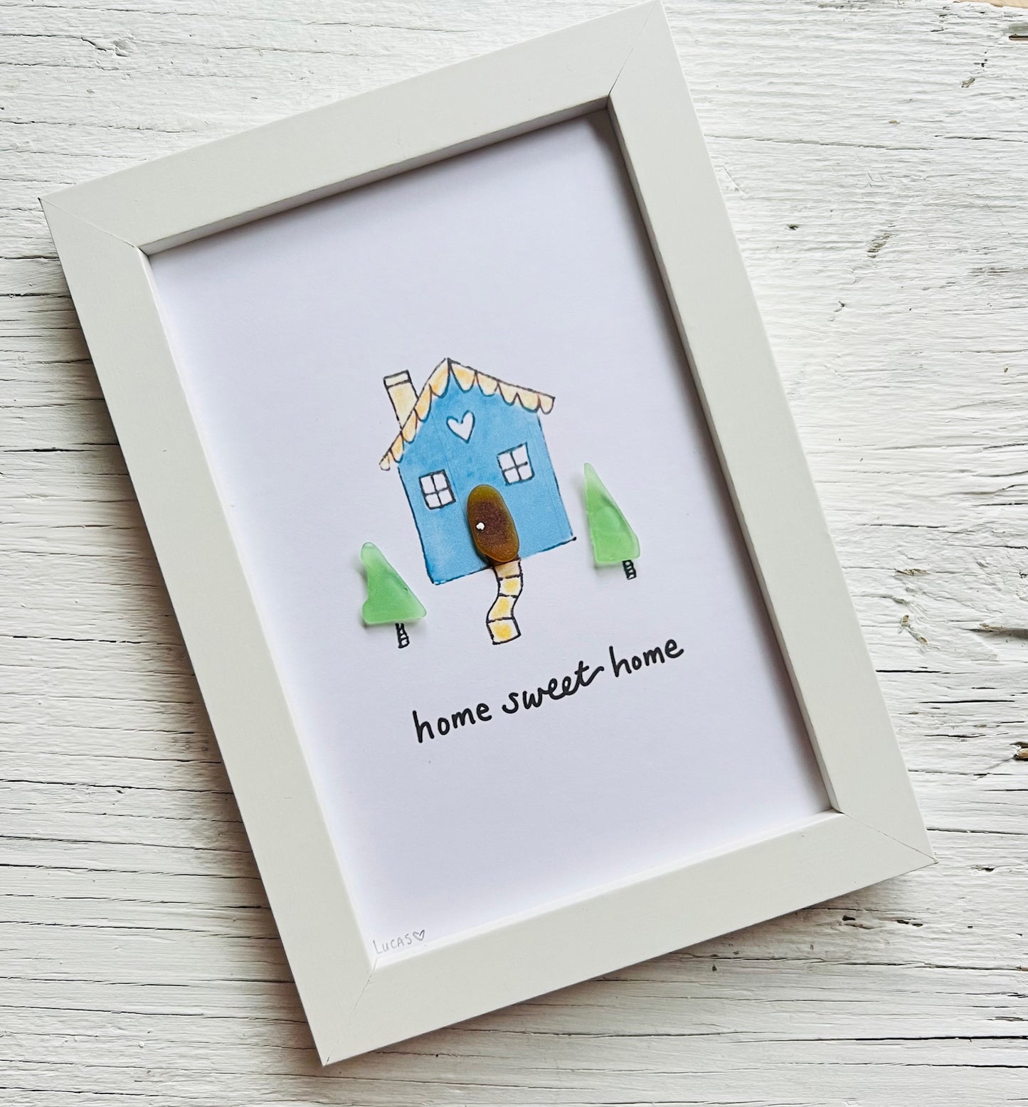 Home Sweet Home Sea Glass Art by Sook & Hook