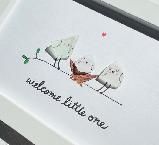 Welcome Baby Sea Glass Art | New Baby Gift | Baby Shower Gift