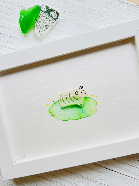 Cute Sheep Sea Glass Art