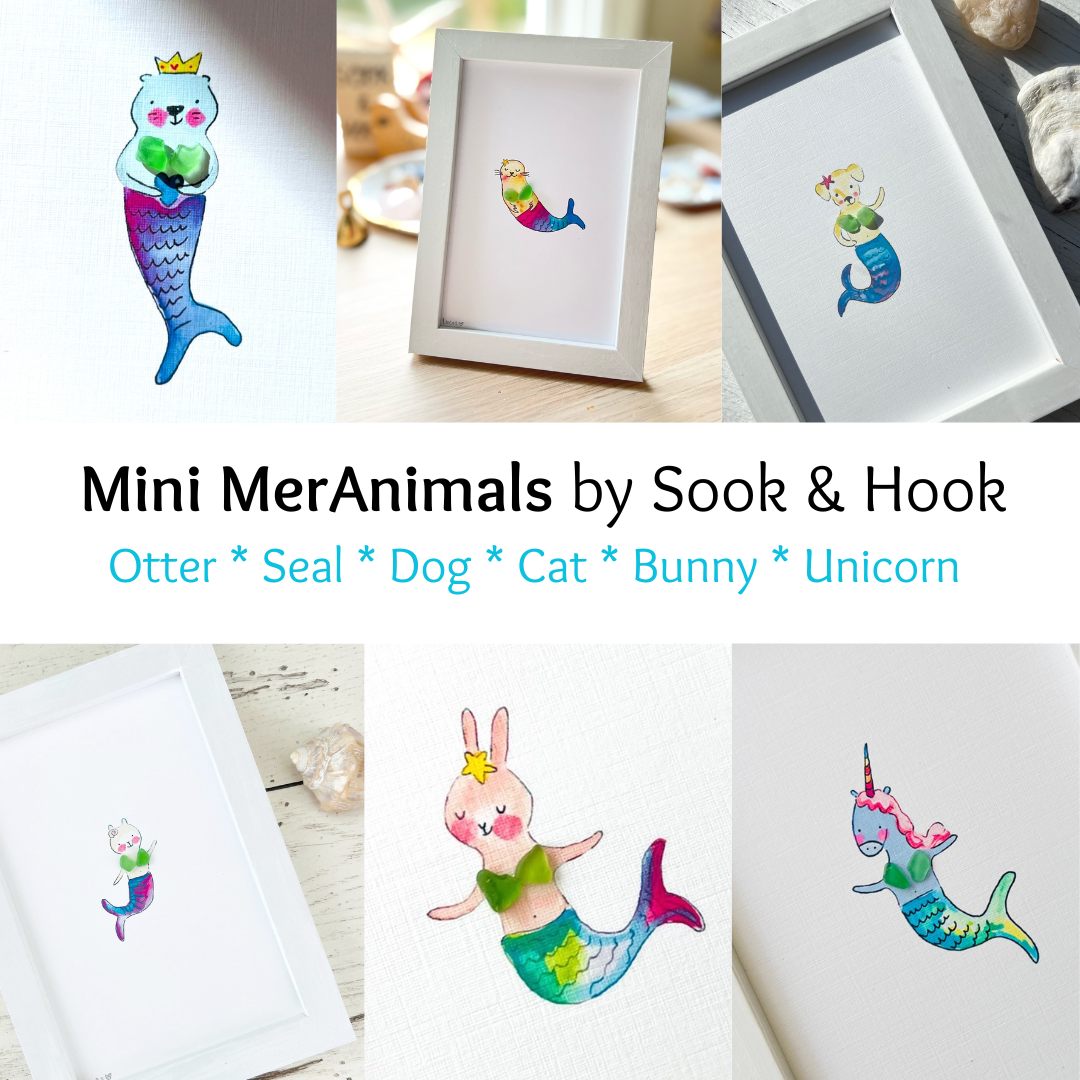 Mini MerAnimals Collection by Sook & Hook | Otter, Seal, Dog, Cat, Bunny, Unicorn