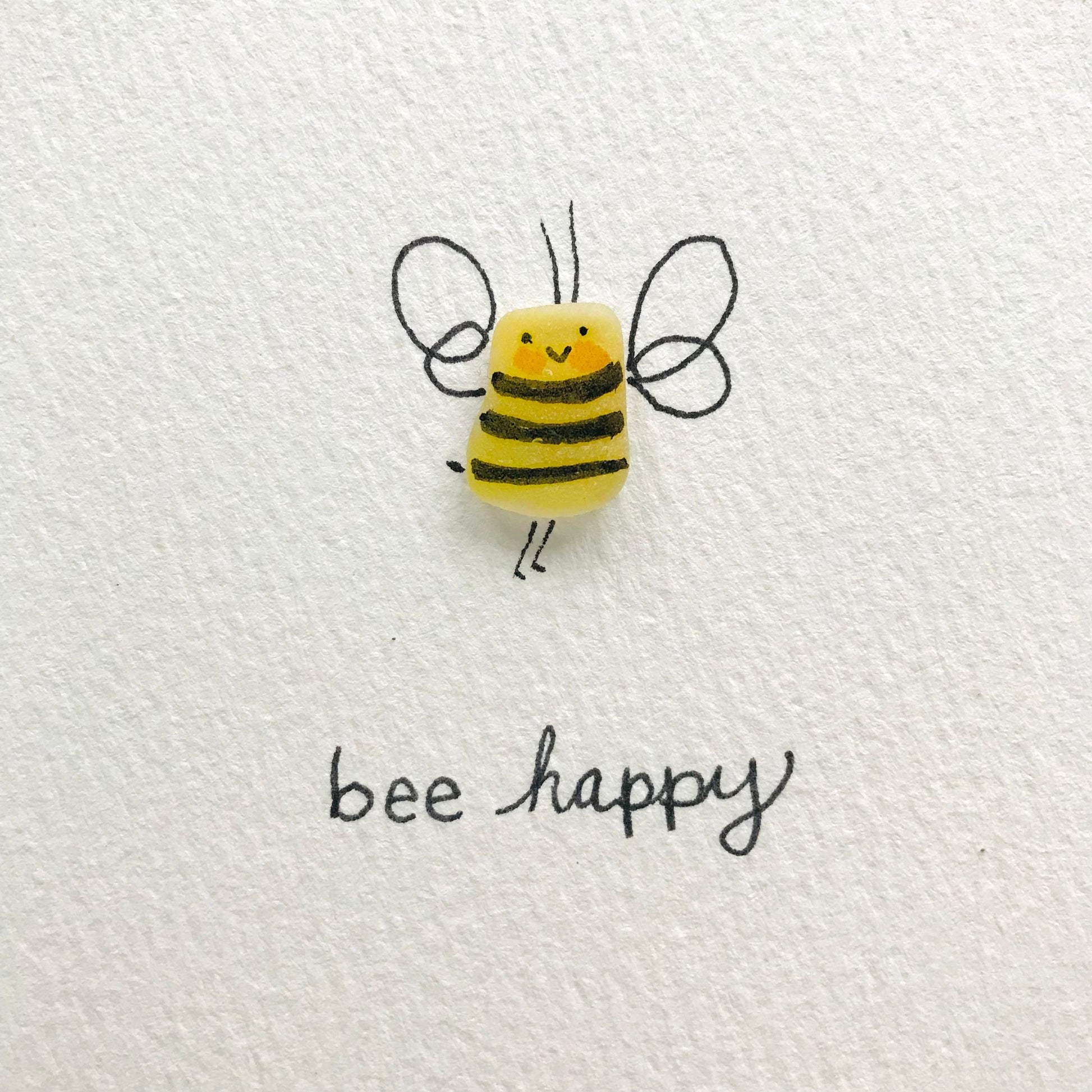 Bee Happy Sea Glass Art, Adorable Bumble Bee Decor